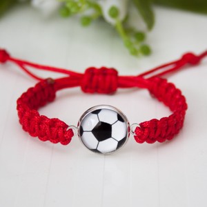 Bratara macramé impletita pentru copii - Fotbal rosu, , , ARTYNOS