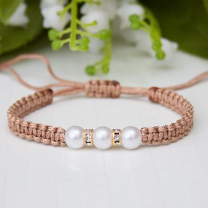 Bratara macramé impletita - Margele bej, , , ARTYNOS