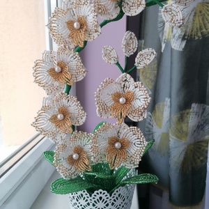 Orhidee din perle, Casa & Stil de viata, Accesorii pentru decorat casa, Suport de flori, Buchete de flori, Impletituri, broderie cu margele, ARTYNOS