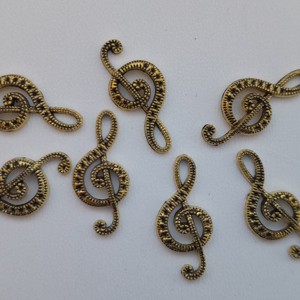 Pandantiv metalic - 22x10mm - nota - 10 bucati / pachet - culoare aur antic, , , ARTYNOS