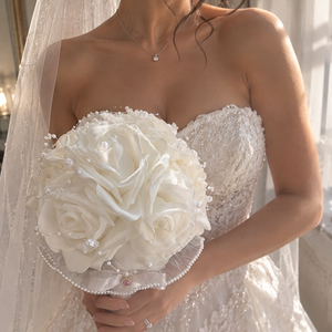Buchet de Mireasă Pearl Elegance - accesorii nuntă - buchet mireasă  - Artynos.ro