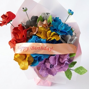 Buchet Artizanal Happy Birthday cu Flori Sclipitoare - casă & stil de viață - decorațiuni de casă - accesorii florale - buchete de flori - Artynos.ro
