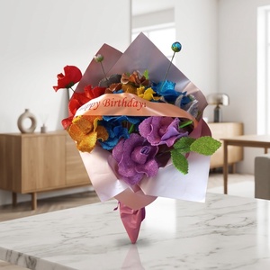 Buchet Artizanal Happy Birthday cu Flori Sclipitoare - casă & stil de viață - decorațiuni de casă - accesorii florale - buchete de flori - Artynos.ro