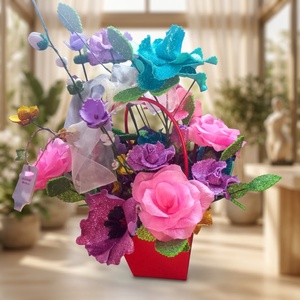 Aranjament Floral Handmade cu Sclipici � Explozie de Culoare si Eleganta - Artynos.ro