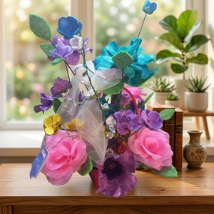 Aranjament Floral Handmade cu Sclipici � Explozie de Culoare și Eleganță - casă & stil de viață - decorațiuni de casă - accesorii florale - buchete de flori - Artynos.ro