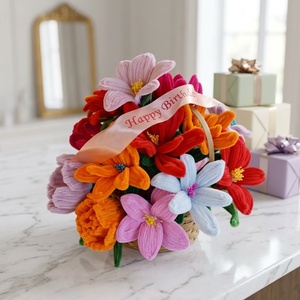 Aranjament Floral Textil Happy Birthday � O Explozie de Culoare - casă & stil de viață - decorațiuni de casă - accesorii florale - buchete de flori - Artynos.ro