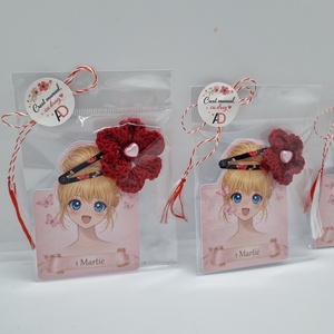 Clame de par cu floare / fluture crosetate - bijuterii - mărțișor - Artynos.ro