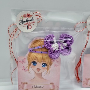 Clame de par cu floare / fluture crosetate - bijuterii - mărțișor - Artynos.ro