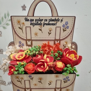 Aranjament floral Ghiozdănel din flori de săpun parfumat - casă & stil de viață - decorațiuni de casă - accesorii florale - cutii cu flori - Artynos.ro