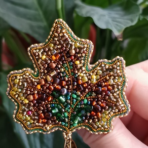 Colier/Broșă frunză de arțar  - bijuterii - broșe - Artynos.ro