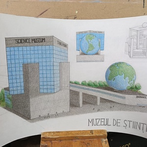Desen Science museum, Arte vizuale si accesorii , Grafica, ilustratie, Desene arhitecturale, Fotografie, grafica, desen, ilustratie, Desen realizat in culori Lyra, imaginat de autor., ARTYNOS