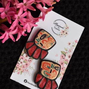 Cercei Grace, Bijuterii, Cercei, Cercei din rasina, Confectionarea bijuteriilor, Cercei realizati manual din lut polimeric si rasina, cu sistem de prindere tip cui din otel inoxida..., ARTYNOS