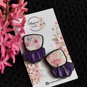 Cercei Grace, Bijuterii, Cercei, Cercei din rasina, Confectionarea bijuteriilor, Cercei realizati manual din lut polimeric si rasina, cu sistem de prindere tip cui din otel inoxida..., ARTYNOS