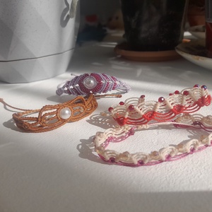 Set 4 bratari macrame, Craciun, Cadouri de Mos Craciun, Cadouri de Mos Craciun, Impletitura, Impletituri, broderie cu margele, ARTYNOS