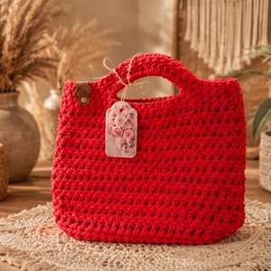 Geantă handmade croșetată roșie � Stil Boho Chic - genți și portofele - genți de mână și umăr - geantă casual - Artynos.ro