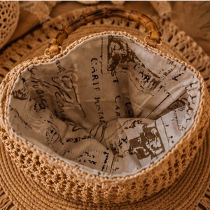 Geantă artizanală din Raffia cu manere din bambus - genți și portofele - genți de mână și umăr - geantă casual - Artynos.ro