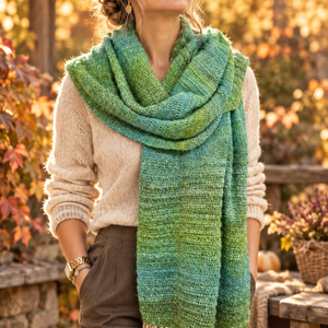 Șal Handmade din Mohair Verde � Eșarfă cu Franjuri, Lucrată Manual - îmbrăcăminte și modă - eșarfe, pălării, fularuri - șaluri - Artynos.ro