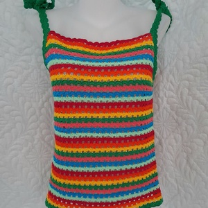 Top multicolor, Îmbrăcăminte și modă, Haine damă, Tricou și top de damă, Croșetat, ARTYNOS