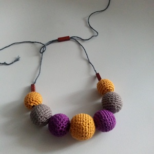 Colier gri mustar, Bijuterii, Coliere, Coliere din margele, Crosetat, Impletitura, ARTYNOS