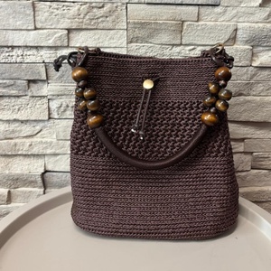 Geanta crosetata maro ciocolatiu , Genti si portofele, Genti de mana si umar, Geanta crossbody, Crosetat, Cusatura, ARTYNOS