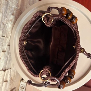 Geanta croșetată maro ciocolatiu  - genți și portofele - genți de mână și umăr - geantă crossbody - Artynos.ro
