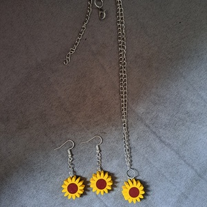 Set colier cercei Floarea-Soarelui - bijuterii - coliere - coliere cu pandantive - Artynos.ro