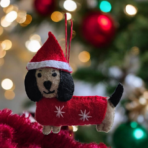 Decoratiune figurina Teckel, Craciun, Decoratiuni de Craciun de casa, Figurine pentru pomul de Craciun, Cusatura, ARTYNOS