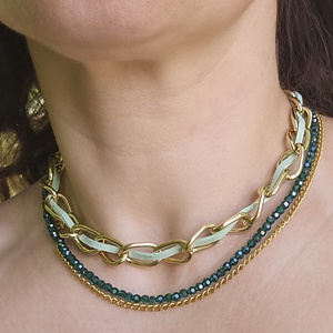 Colier statement Metallic and Green - Artynos.ro