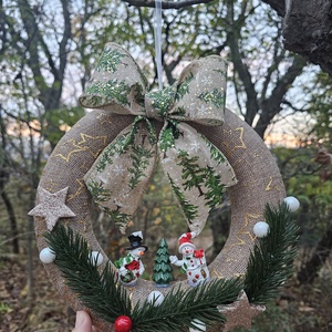 Coroniță Crăciun cu omuleți de zăpadă - crăciun - decorațiuni de advent - coroniță advent - Artynos.ro