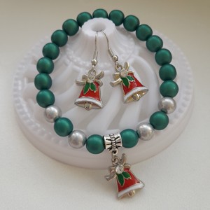 Bijuterii cu clopoței de Crăciun - brățară, cercei -  - Artynos.ro