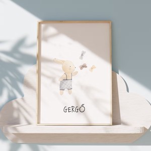 Imagine personalizată pentru camera copiilor, decorațiuni pentru camera bebelușului, set de imagini de perete cu iepurași 3 piese -  - Artynos.ro