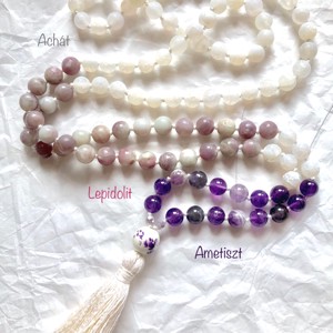 Colier cu minerale de agat, lepidolit si ametist, bijuterii cu minerale, , , ARTYNOS