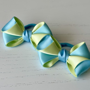Set 2 elastice de păr handmade cu fundițe din satin, în două culori - îmbrăcăminte și modă - accesorii păr - elastic de păr - Artynos.ro