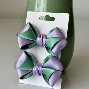 Set 2 elastice de păr handmade cu fundițe din satin, în două culori - îmbrăcăminte și modă - accesorii păr - elastic de păr - Artynos.ro