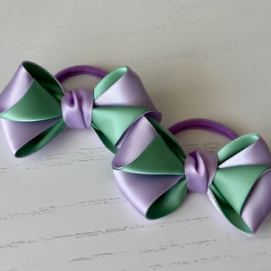 Set 2 elastice de păr handmade cu fundițe din satin, în două culori - îmbrăcăminte și modă - accesorii păr - elastic de păr - Artynos.ro