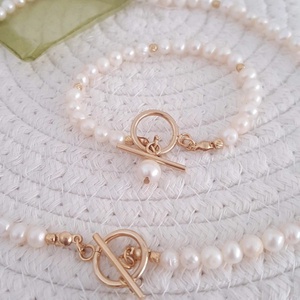 Set colier si bratara perle naturale si accesorii din otel inoxidabil - Artynos.ro