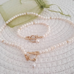 Set colier și brățară perle naturale și accesorii din otel inoxidabil - bijuterii - coliere - coliere din perle - Artynos.ro