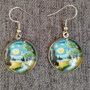 Cercei inspirați de Van Gogh cu fitinguri din oțel medical -  - Artynos.ro