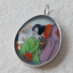 Japonia - Pandantiv de argint din porțelan -  - Artynos.ro