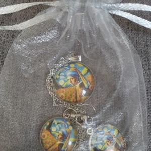 Lentile de sticlă, colier din oțel medical și set de cercei inspirat de Van Gogh și Vermeer -  - Artynos.ro