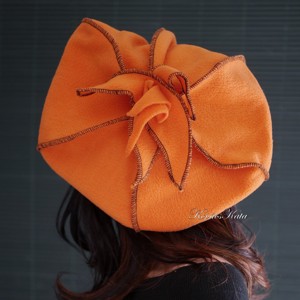 POLÁR BARETT / narancs - bohemian sapka - îmbrăcăminte și modă - eșarfe, pălării, fularuri - căciulă - Artynos.ro