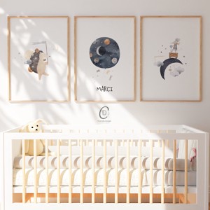 Imagine personalizata pentru camera copiilor, decoratiuni pentru camera copilului, set de arta de perete cu animale din padure 3 buc, , , ARTYNOS
