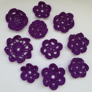 Pachet flori crosetate - 10 bucati / pachet - violet inchis, , , ARTYNOS