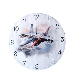 Ceas de perete din lemn cu avion de lupta, , , Ceas de perete din lemn cu avion militar de lupta.
Nou, miscare silentioasa.
Diametru aprox.:25 cm...., ARTYNOS
