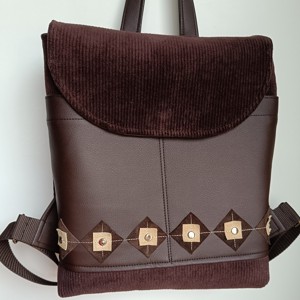 Rucsac / rucsac de catifea Corduroy pentru femei, Geanta si husa, Genti de umar si genti de mana, Ranita, Cusatura, ARTYNOS