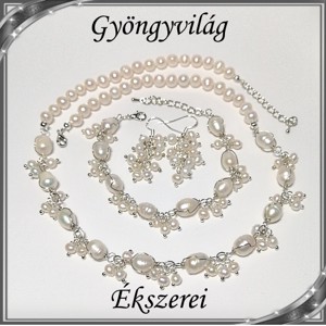 Sweetwater colier de perle- brățară set cu închidere placată cu argint SSZEB-IG08 alb-e -  - Artynos.ro