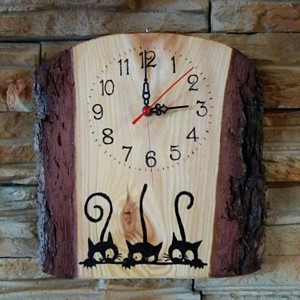 Trei pisoi negru ceas de perete - casă & stil de viață - accesorii pentru decorat casa - decorațiuni de pereți, decorațiuni suspendate - ceasuri de perete - Artynos.ro
