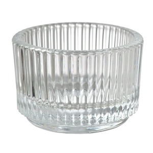 Suport din sticla cu striatii pentru lumanare pastila de 4cm 112100, Accessorii si unelte, Obiecte de decorare, Sticla, Altele, ARTYNOS