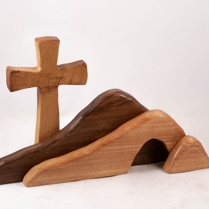Decoratiune de Paste cu cruce, cruce din lemn - Artynos.ro