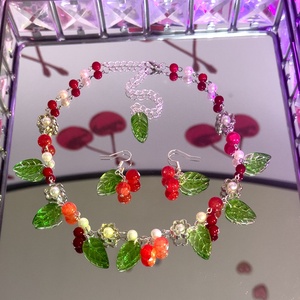 Set Colier si Cercei Handmade Cherry Blossom - bijuterii - seturi de bijuterii - Artynos.ro